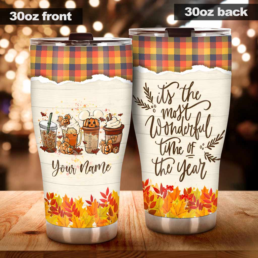 Personalized Fall Tumbler Custom Name It's The Most Wonderful Time Gift Tumbler GradoCreations