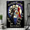 Personalized Nightmare Before Christmas Poster Custom Names Halloween Gift Canvas and Poster GradoCreations