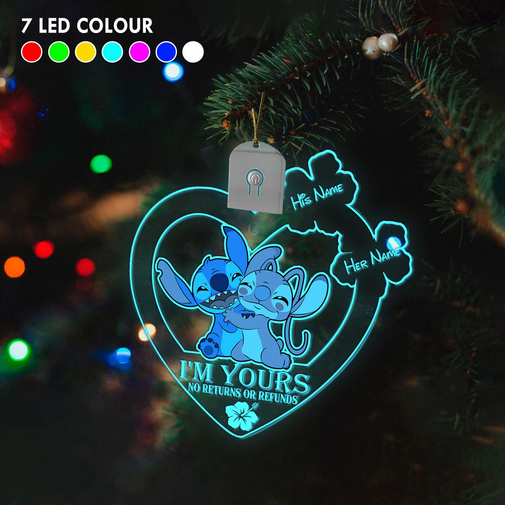 Personalized LED Acrylic Heart Ornament for Couples Christmas Gift Led Acrylic Ornament GradoCreations