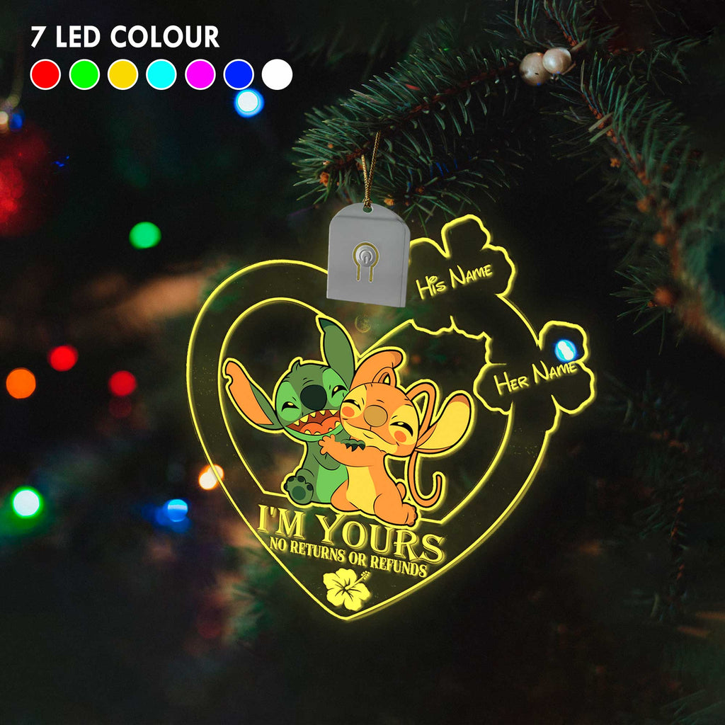 Personalized LED Acrylic Heart Ornament for Couples Christmas Gift Led Acrylic Ornament GradoCreations