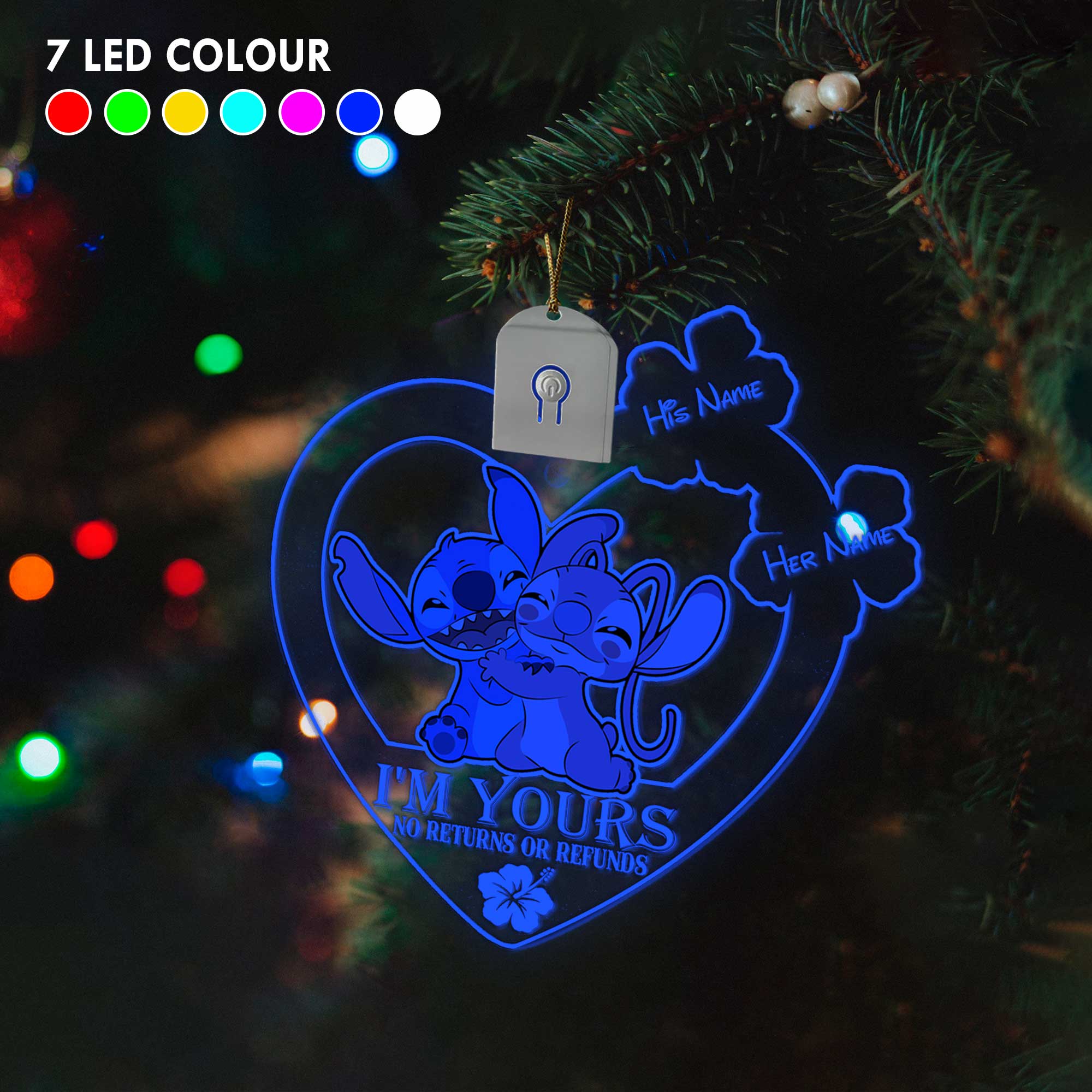 Personalized LED Acrylic Heart Ornament for Couples Christmas Gift Led Acrylic Ornament GradoCreations
