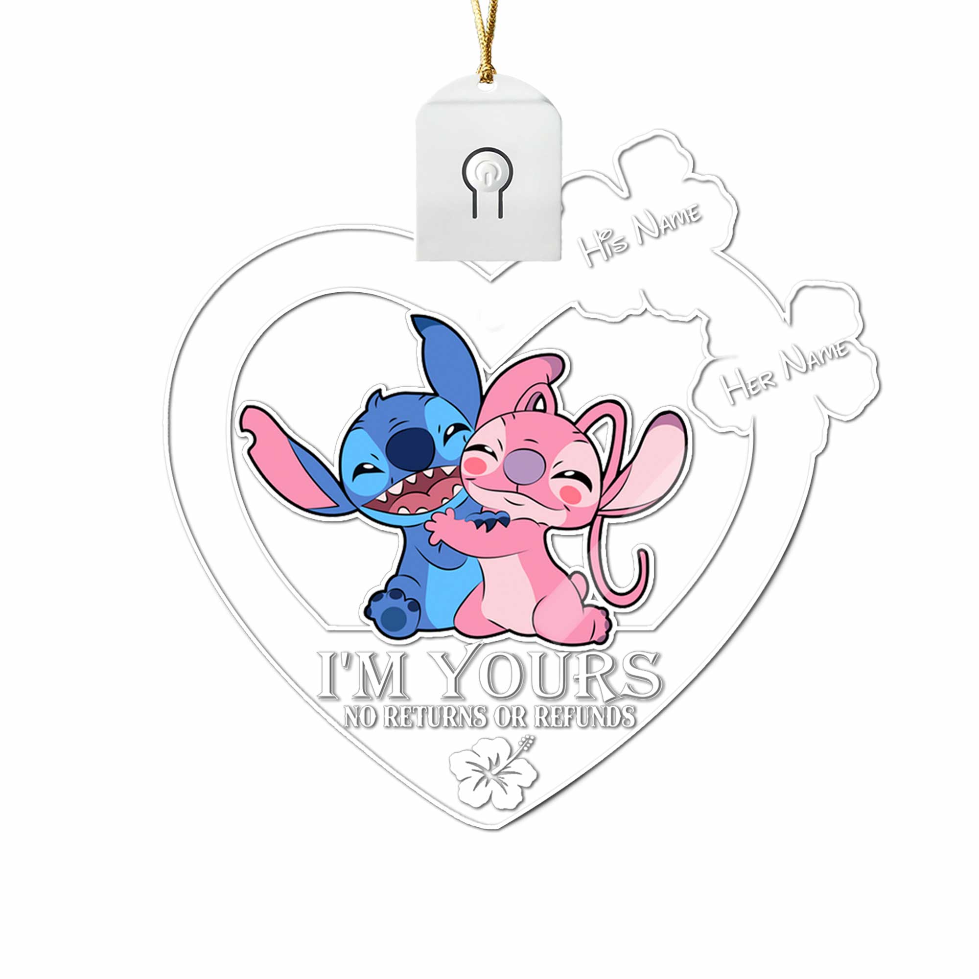 Personalized LED Acrylic Heart Ornament for Couples Christmas Gift Led Acrylic Ornament GradoCreations