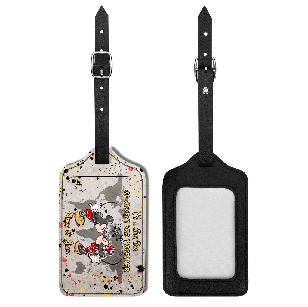Personalized Leather Luggage Tag Custom Name Adventure Gift for Couple Leather Luggage Tag GradoCreations