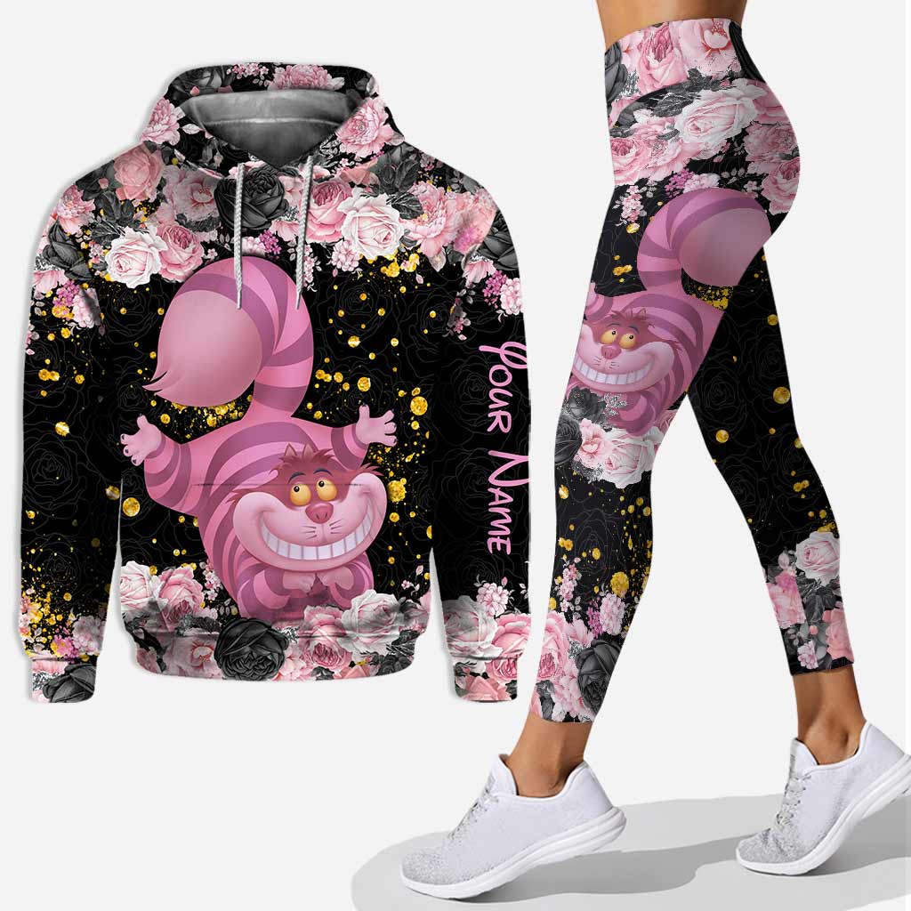 Personalized Black Pink Cat Hoodie and Leggings Set for Girls Hoodie & Leggings GradoCreations