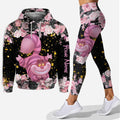 Personalized Black Pink Cat Hoodie and Leggings Set for Girls Hoodie & Leggings GradoCreations