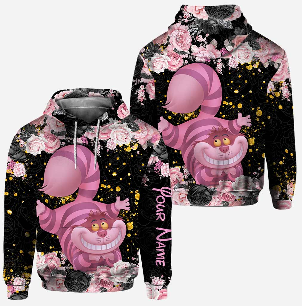 Personalized Black Pink Cat Hoodie and Leggings Set for Girls Hoodie & Leggings GradoCreations