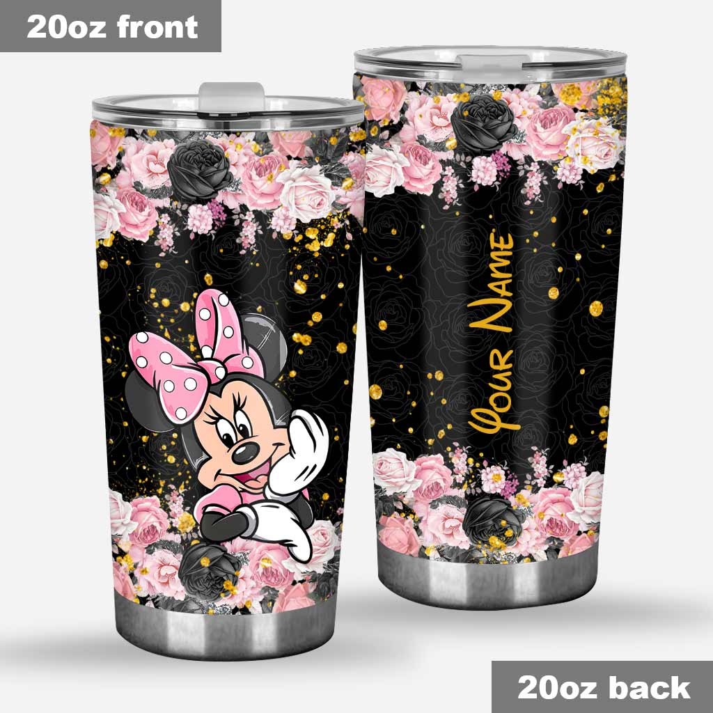 Personalized Black Pink Mouse Ears Tumbler Custom Name Gift Tumbler GradoCreations