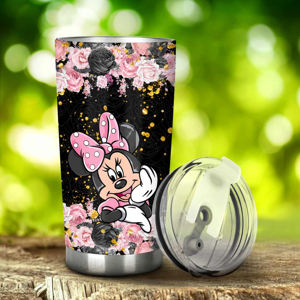 Personalized Black Pink Mouse Ears Tumbler Custom Name Gift Tumbler GradoCreations