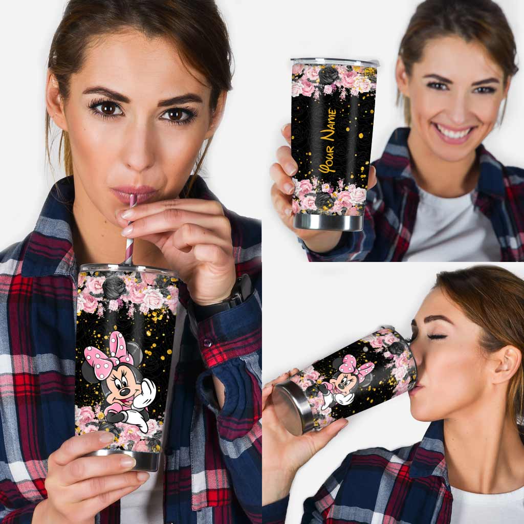 Personalized Black Pink Mouse Ears Tumbler Custom Name Gift Tumbler GradoCreations