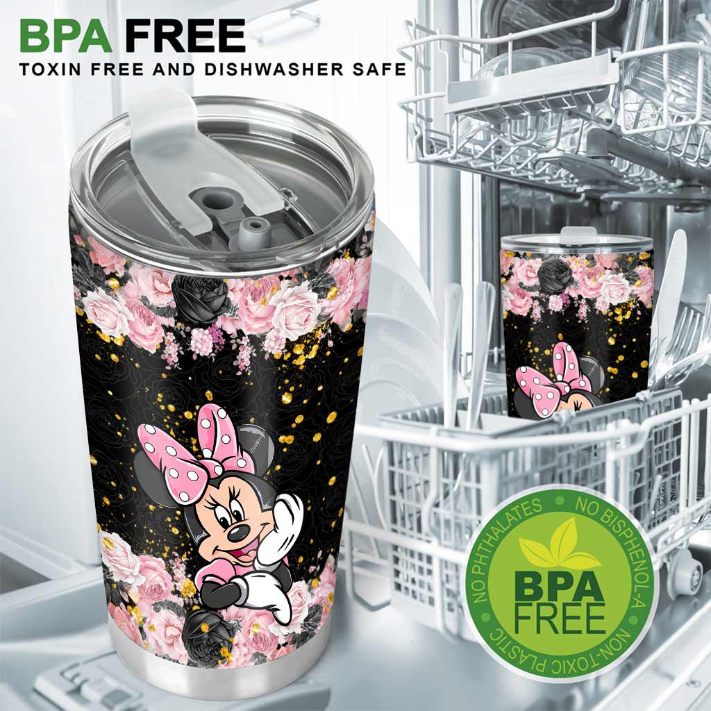 Personalized Black Pink Mouse Ears Tumbler Custom Name Gift Tumbler GradoCreations