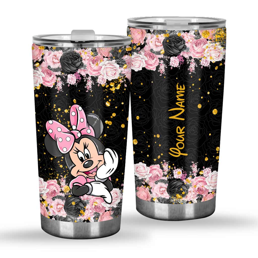 Personalized Black Pink Mouse Ears Tumbler Custom Name Gift Tumbler GradoCreations