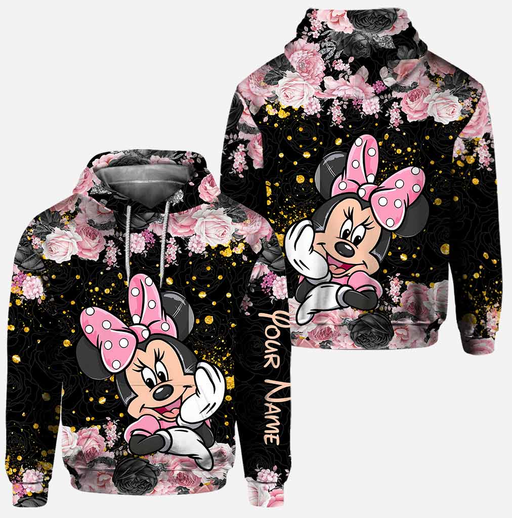 Personalized Black Pink Mouse Ears Hoodie & Leggings Set for Girls Birthday Gift Hoodie & Leggings GradoCreations