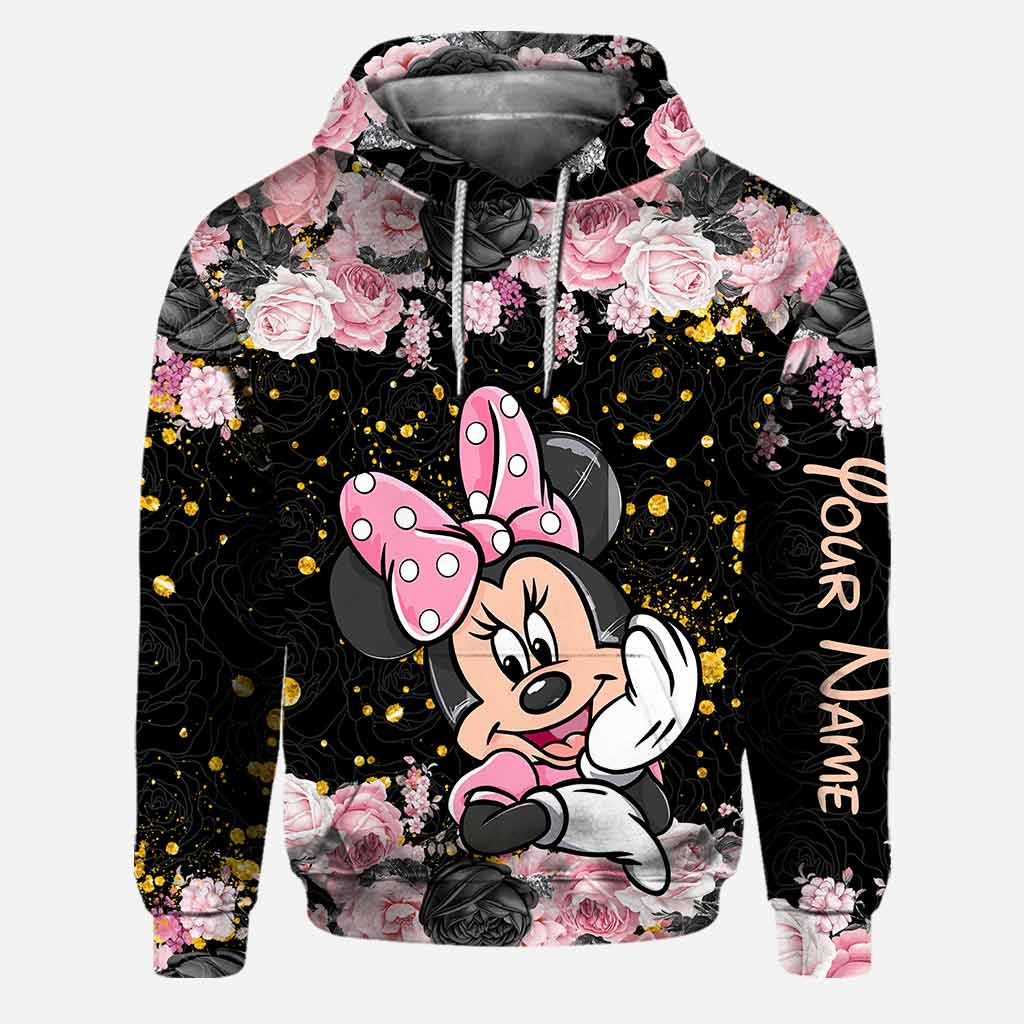 Personalized Black Pink Mouse Ears Hoodie & Leggings Set for Girls Birthday Gift Hoodie & Leggings GradoCreations