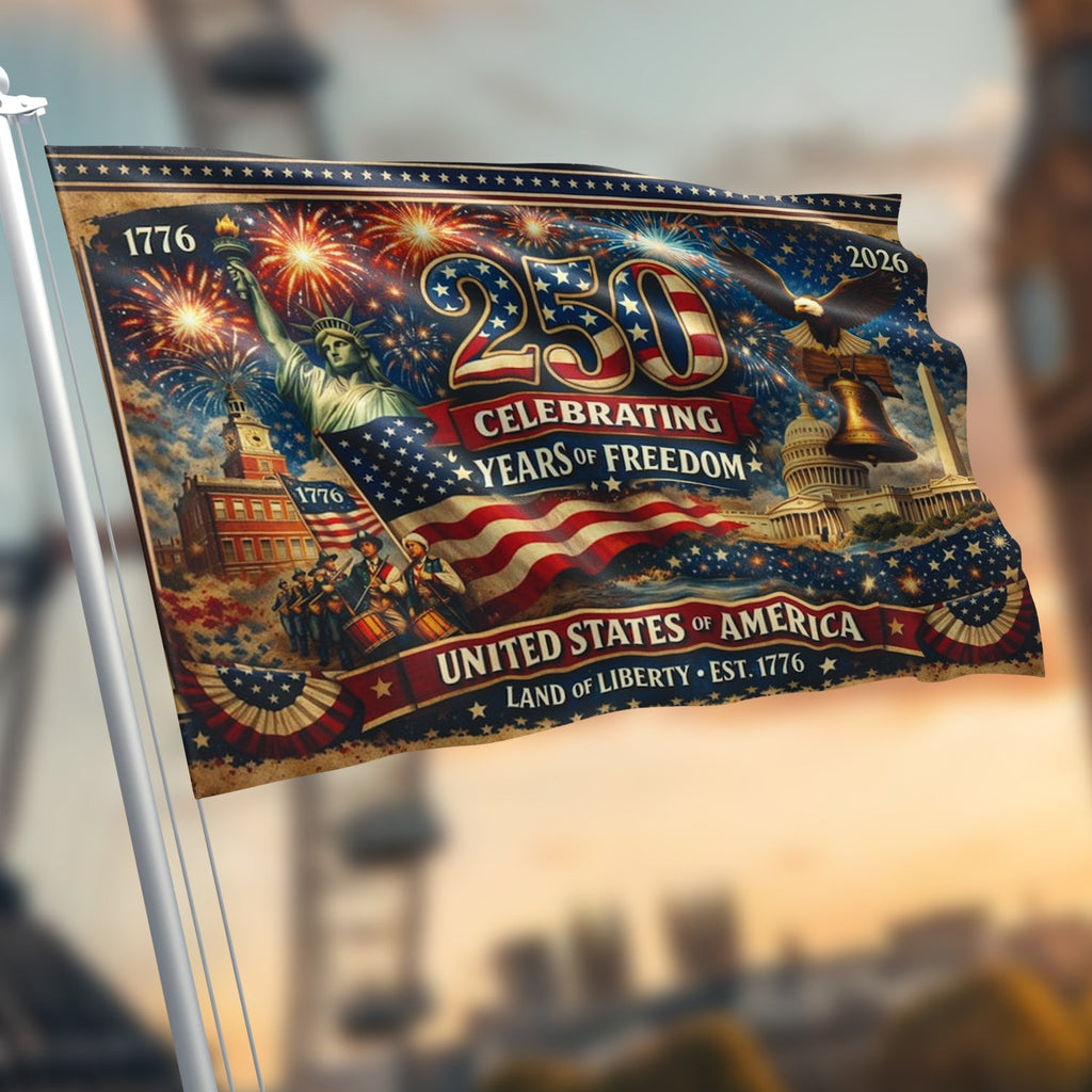 USA 250th Anniversary Flag Double-Sided Patriotic Decor GradoCreations