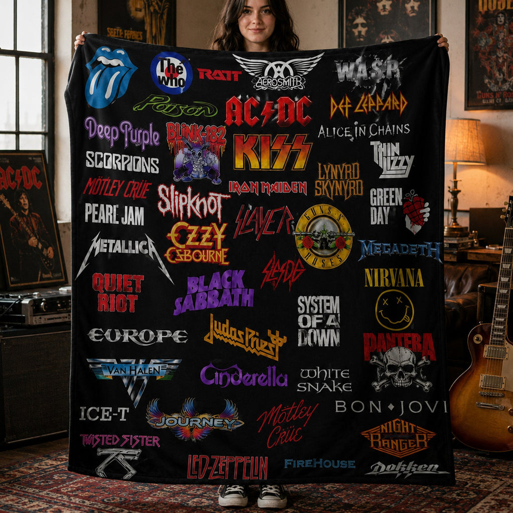 Classic Rock Legends Blanket Soft Flannel Gift for Music Lovers GradoCreations