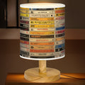 Vintage Rock Music Fabric Lamp with Wood Base for Music Lovers GradoCreations