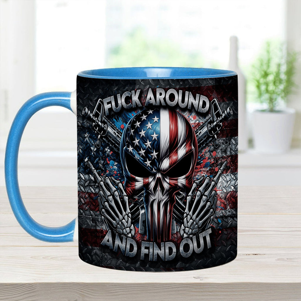 Personalized Ceramic Bold Patriotic Skull Accent Mug Gift GradoCreations