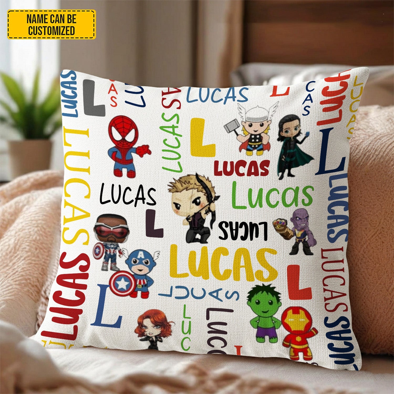 Personalized Super Kid Pillow Custom Name Gift for Kids GradoCreations