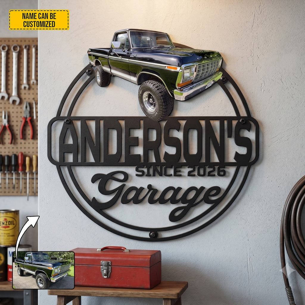 Personalized Classic Car Metal Sign Custom Photo Gift for Garage Decor GradoCreations