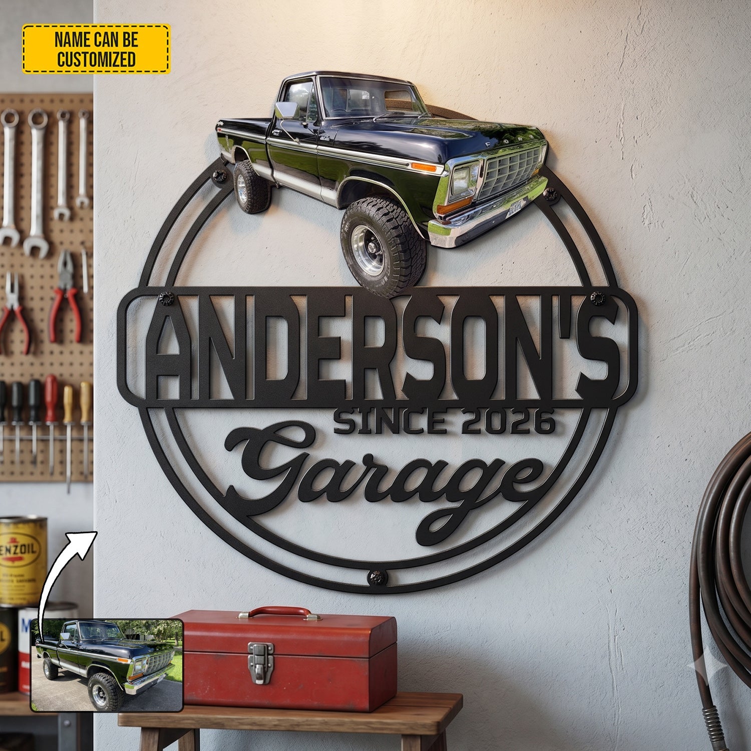 Personalized Classic Car Metal Sign Custom Photo Gift for Garage Decor GradoCreations