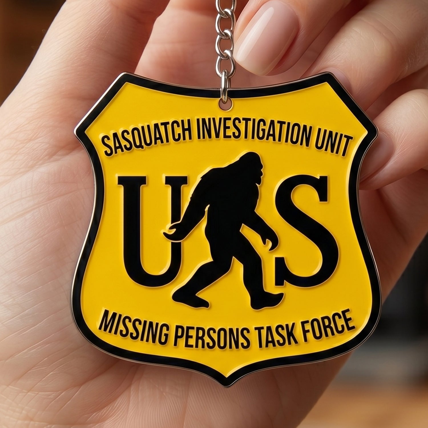 Sasquatch Division Acrylic Keychain for Outdoor Enthusiasts GradoCreations
