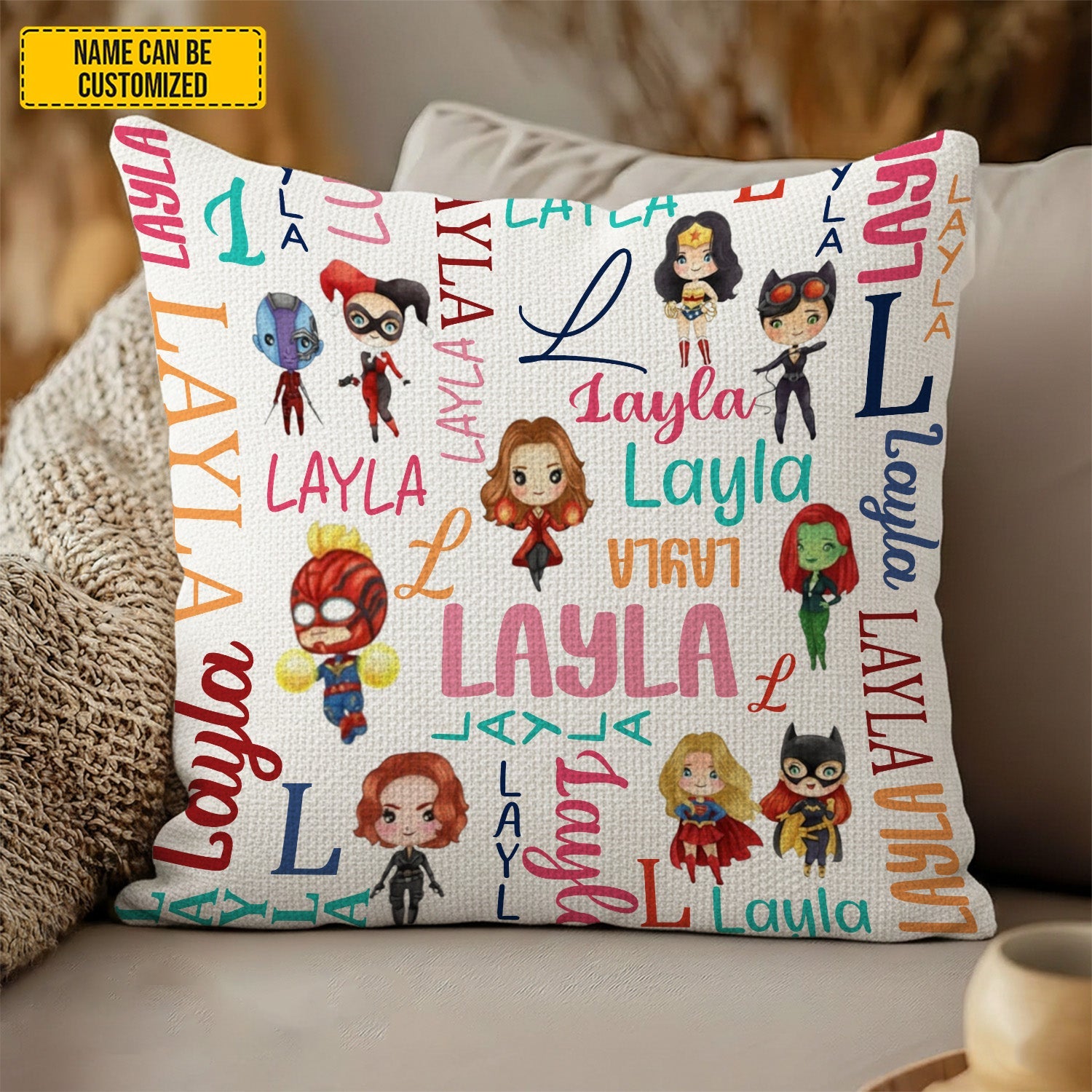 Personalized Kids Pillow Custom Name Hero Design Gift GradoCreations