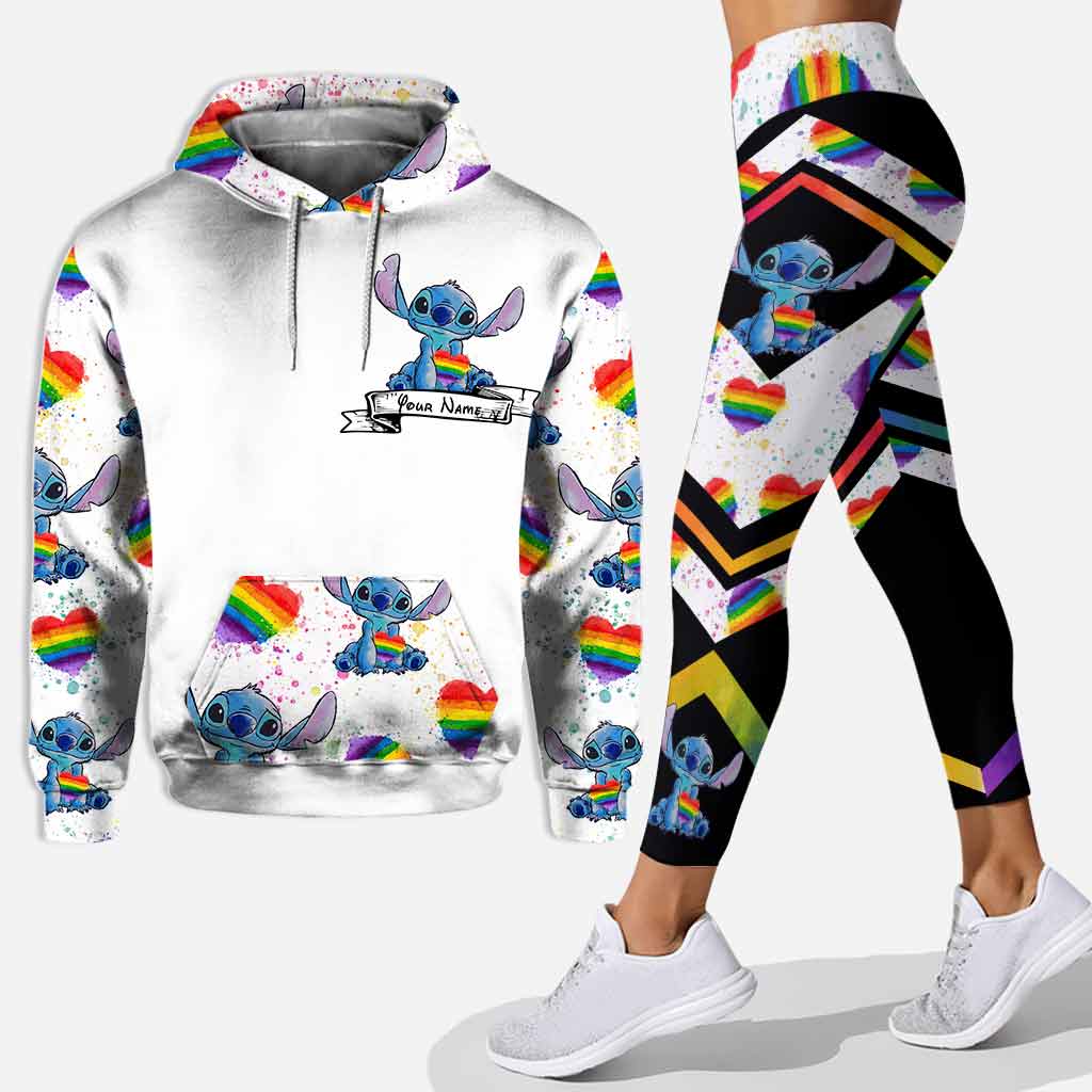 Personalized LGBT Support Hoodie and Leggings Set with Name Custom Gift Hoodie & Leggings GradoCreations