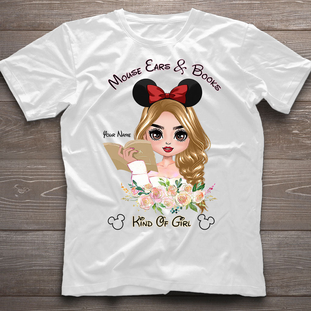 Personalized Mouse Ears & Books T-Shirt for Girls - Custom Name Gift T-shirt & Hoodie GradoCreations