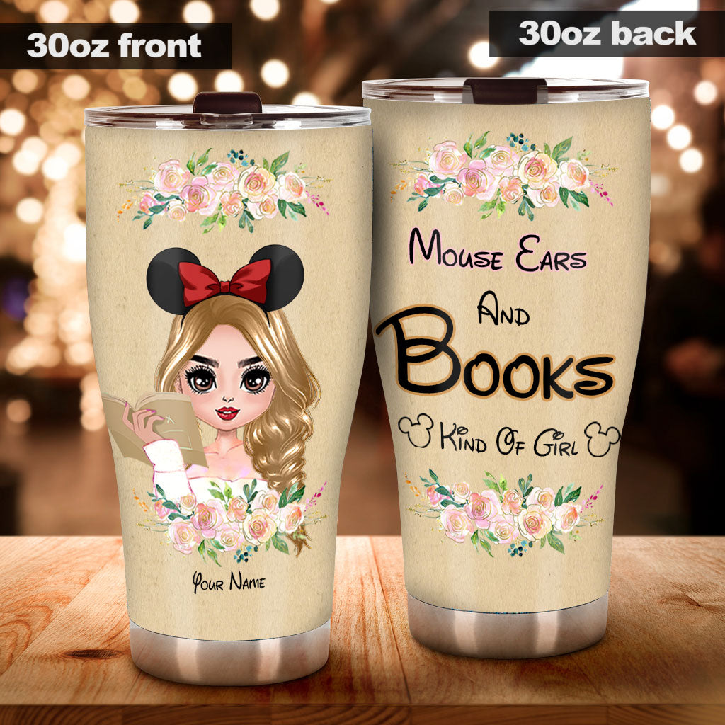 Personalized Mouse Ears And Books Tumbler Gift for Girls Tumbler GradoCreations