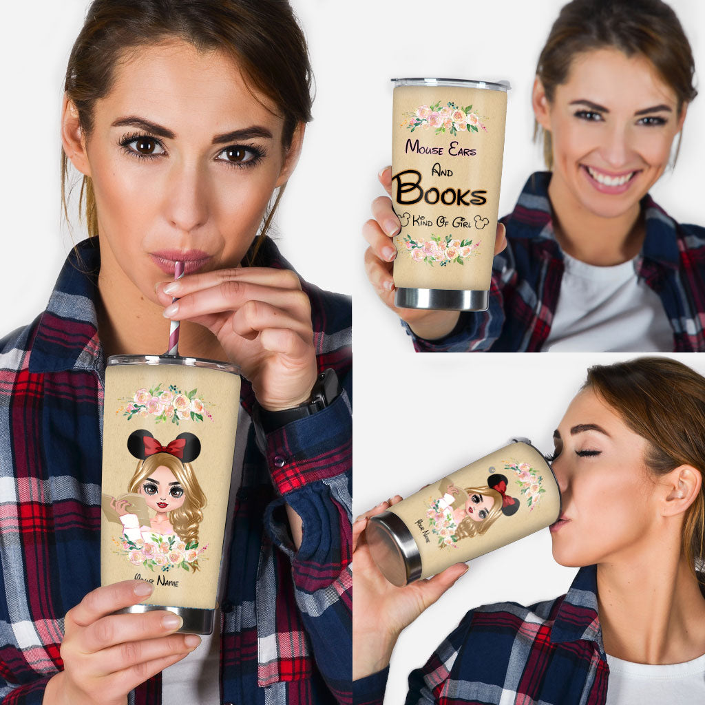 Personalized Mouse Ears And Books Tumbler Gift for Girls Tumbler GradoCreations