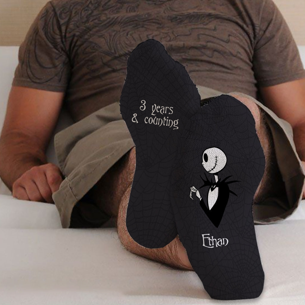 Personalized Nightmare Socks Custom Name Gift for Couples Socks GradoCreations