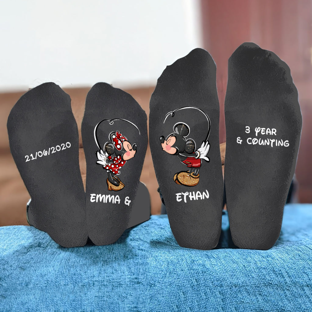Personalized Mouse Ears Socks Custom Name Gift for Couples Socks GradoCreations