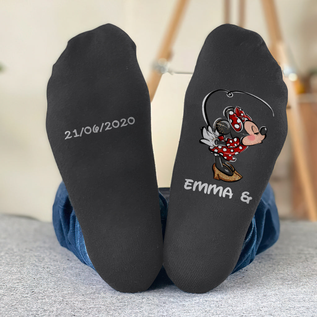 Personalized Mouse Ears Socks Custom Name Gift for Couples Socks GradoCreations