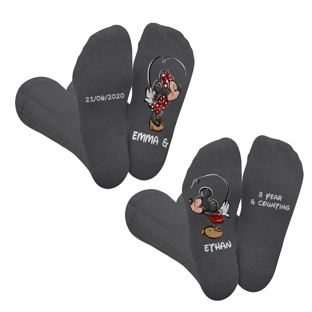 Personalized Mouse Ears Socks Custom Name Gift for Couples Socks GradoCreations