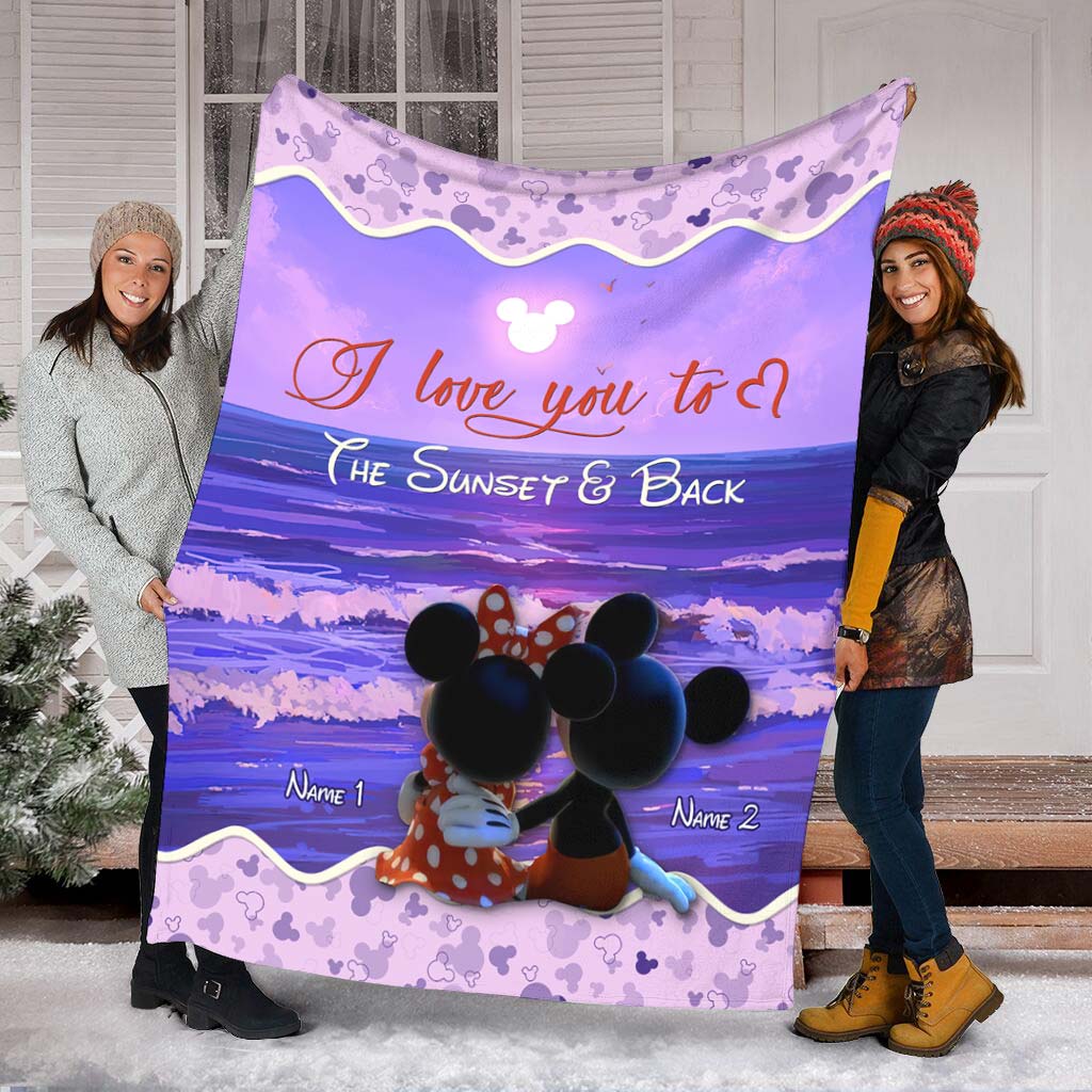 Personalized Couple Blanket I Love You To The Sunset & Back Blanket GradoCreations