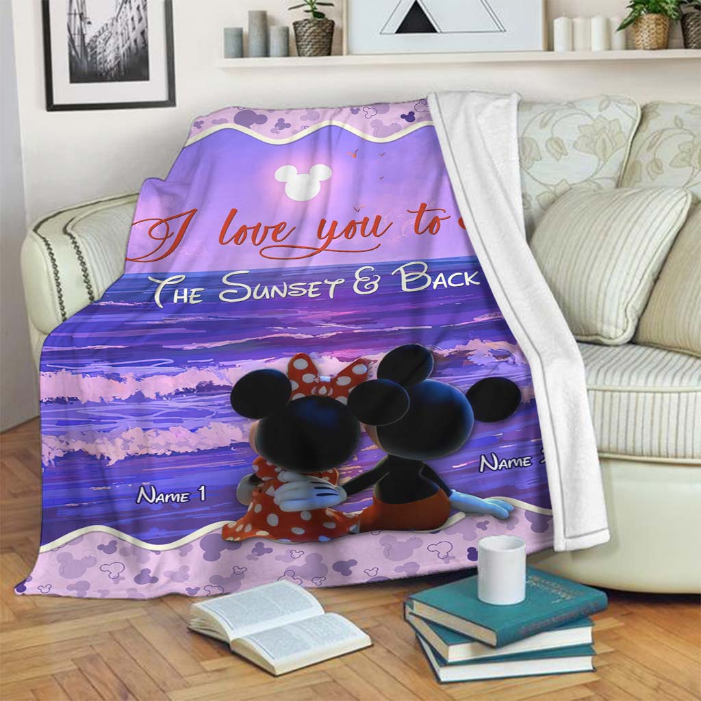 Personalized Couple Blanket I Love You To The Sunset & Back Blanket GradoCreations