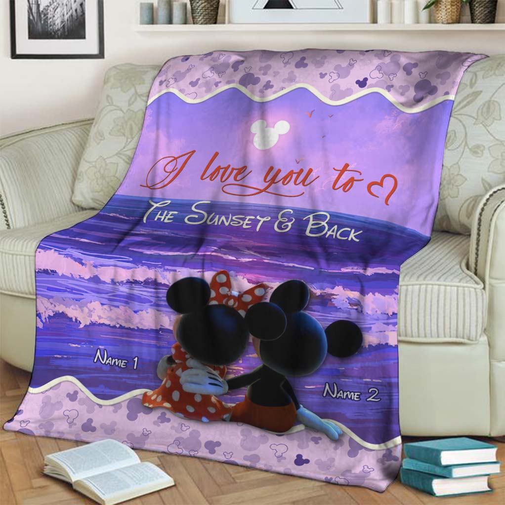 Personalized Couple Blanket I Love You To The Sunset & Back Blanket GradoCreations