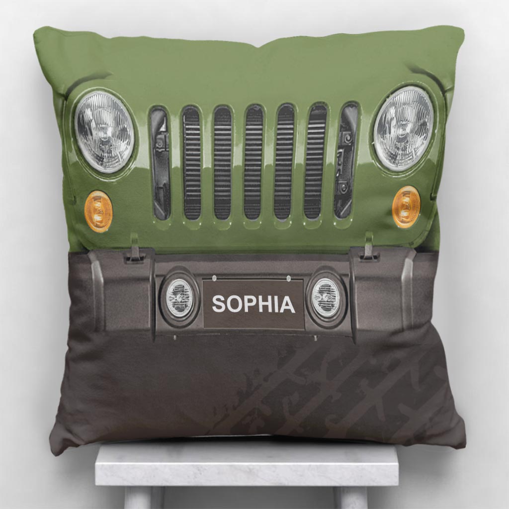 Personalized Jeep Throw Pillow Custom Name Gift for Dad Throw Pillow GradoCreations