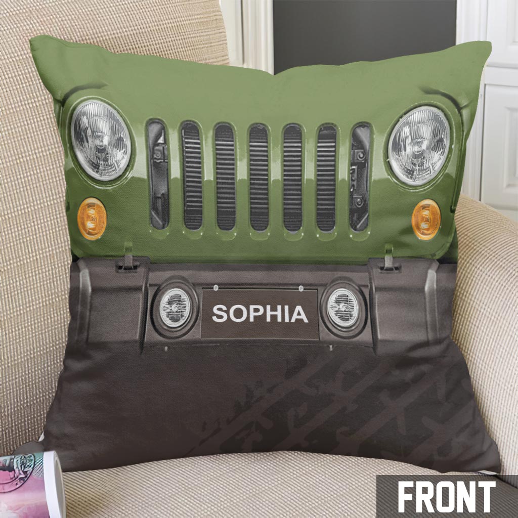 Personalized Jeep Throw Pillow Custom Name Gift for Dad Throw Pillow GradoCreations