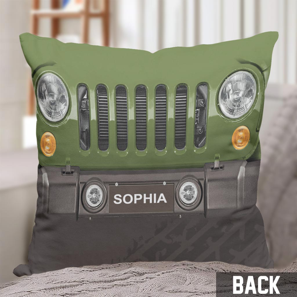 Personalized Jeep Throw Pillow Custom Name Gift for Dad Throw Pillow GradoCreations