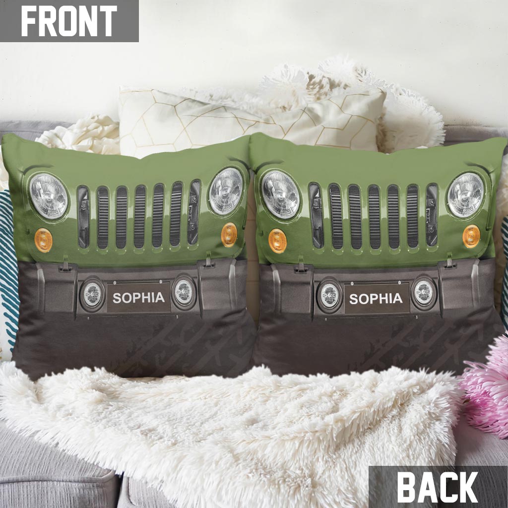 Personalized Jeep Throw Pillow Custom Name Gift for Dad Throw Pillow GradoCreations