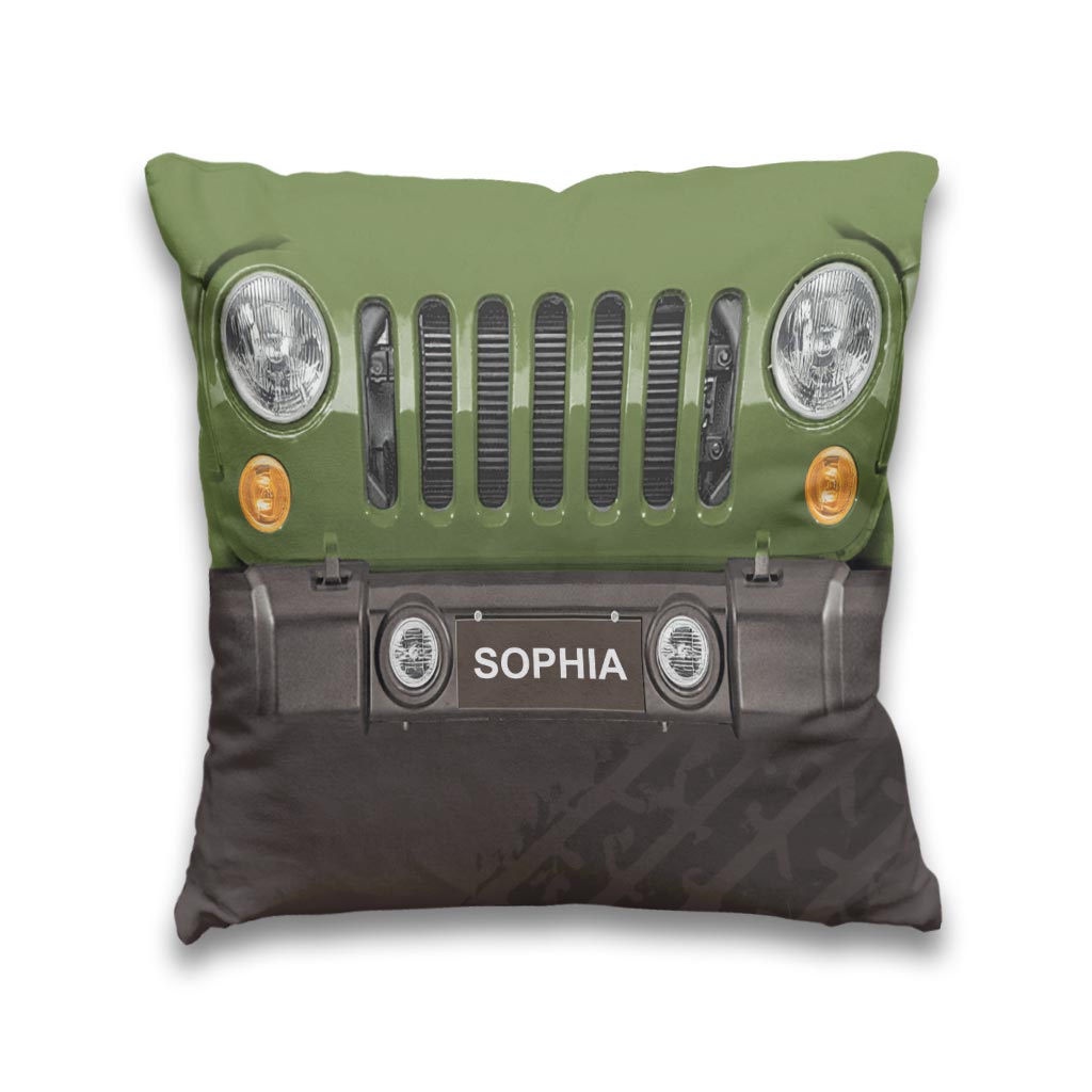 Personalized Jeep Throw Pillow Custom Name Gift for Dad Throw Pillow GradoCreations