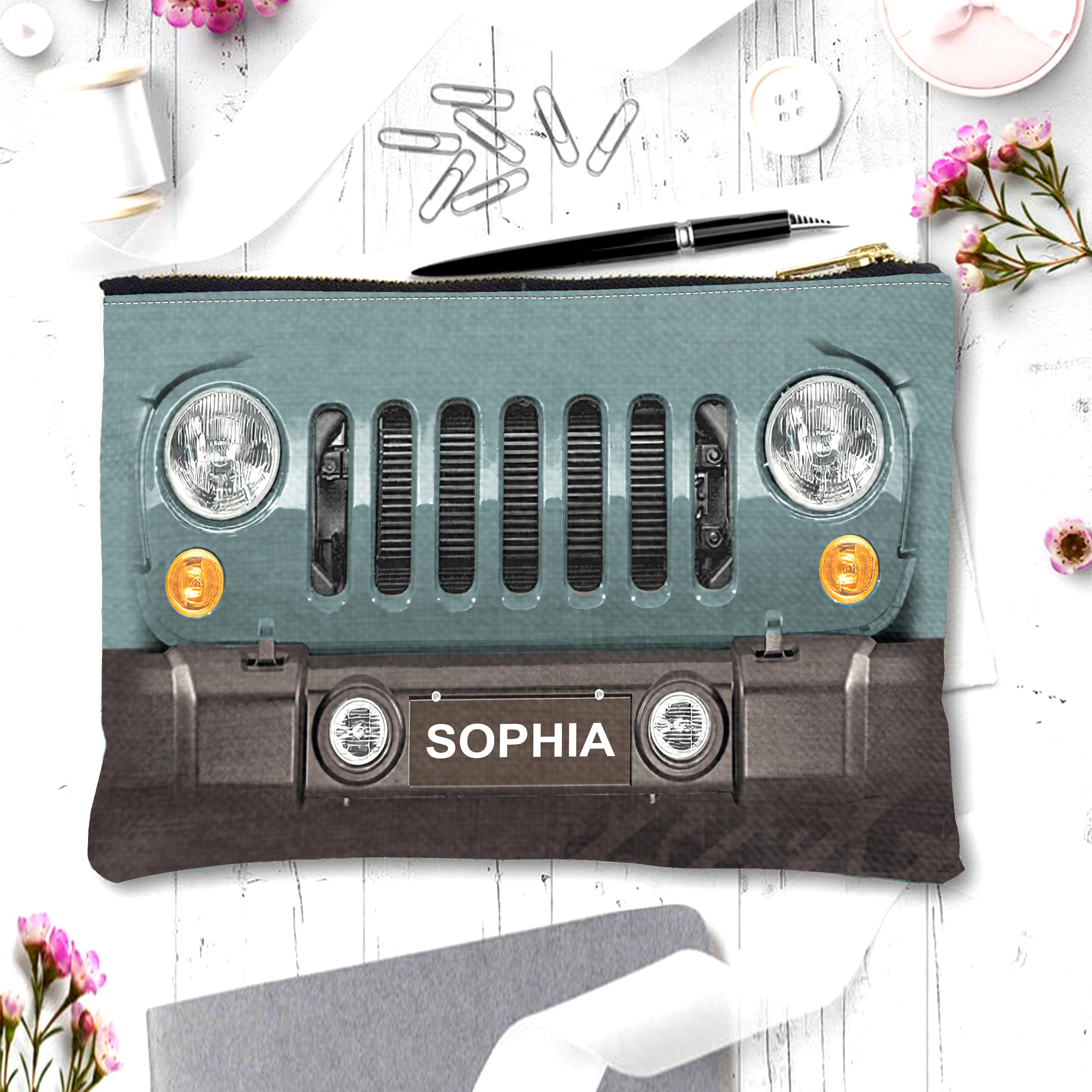 Personalized Jeep Pouch with Name Custom Gift for Her Pouch GradoCreations