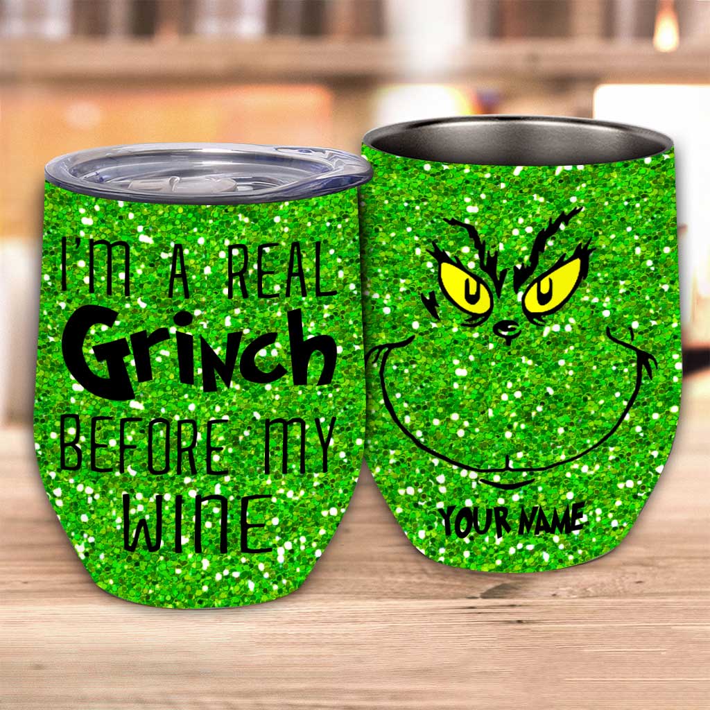 Personalized Grinch Wine Tumbler Custom Name Christmas Gift Wine Tumbler GradoCreations