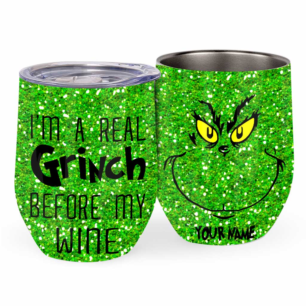 Personalized Grinch Wine Tumbler Custom Name Christmas Gift Wine Tumbler GradoCreations