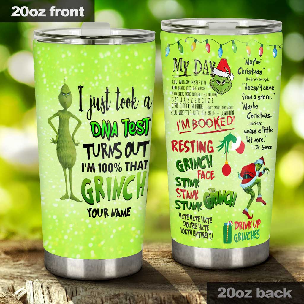 Personalized Grinch DNA Test Tumbler Custom Name Holiday Gift Tumbler GradoCreations
