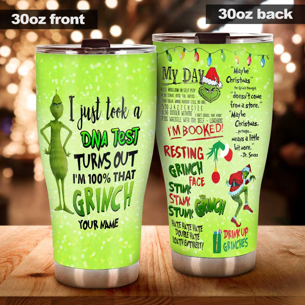 Personalized Grinch DNA Test Tumbler Custom Name Holiday Gift Tumbler GradoCreations