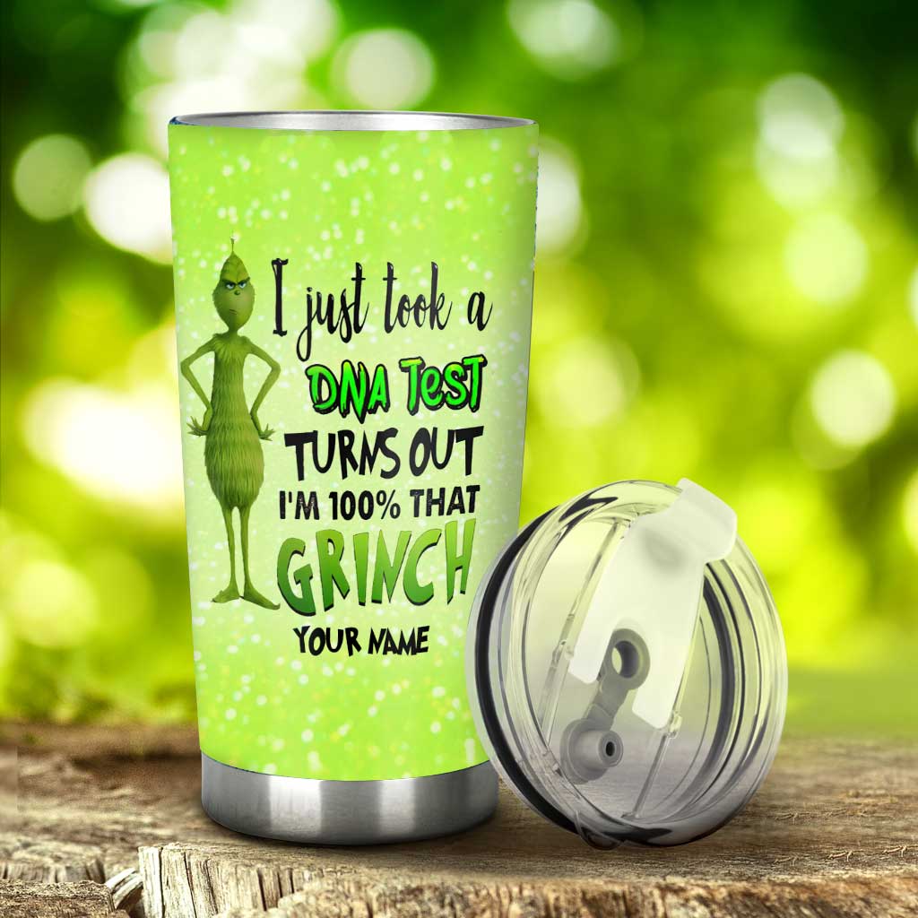 Personalized Grinch DNA Test Tumbler Custom Name Holiday Gift Tumbler GradoCreations