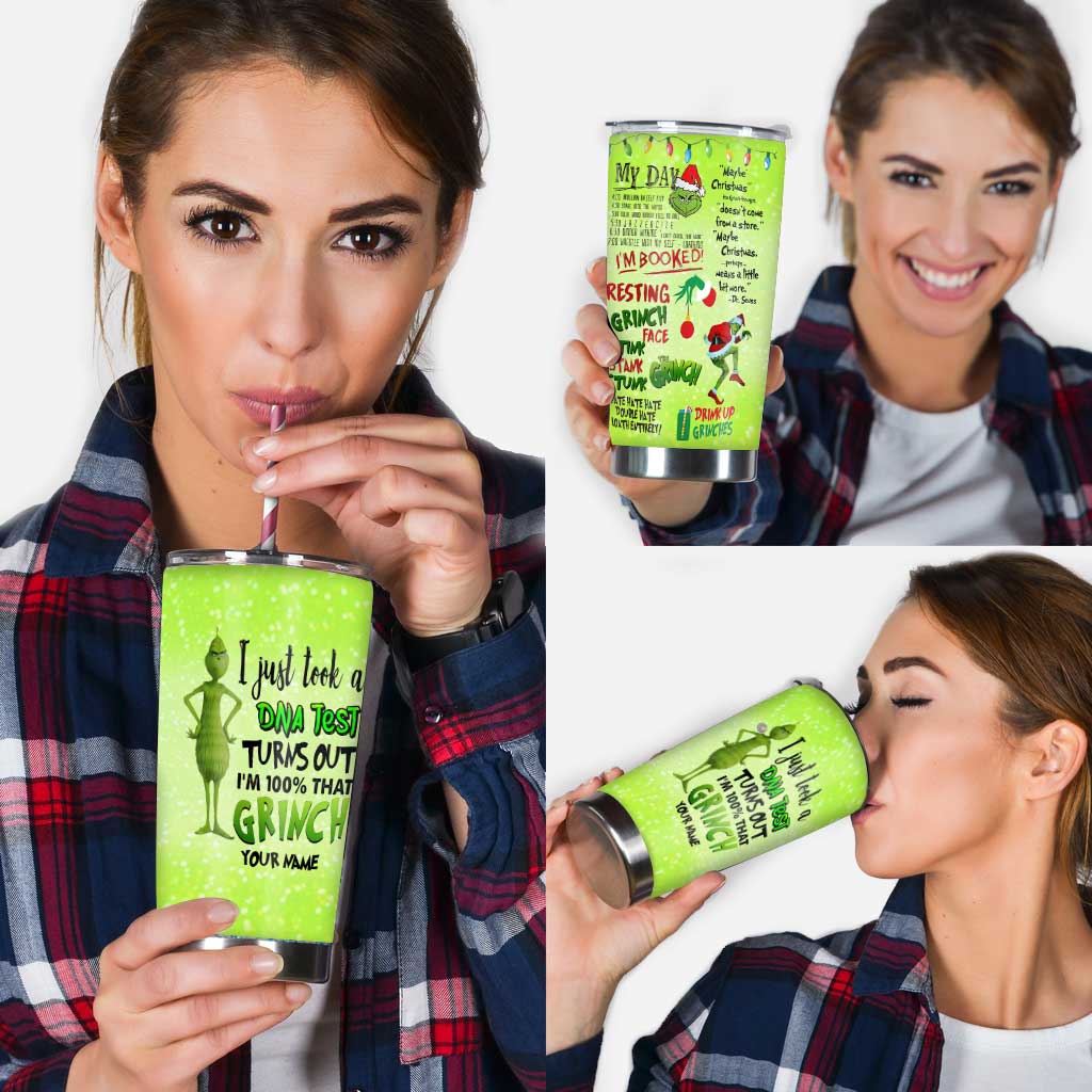Personalized Grinch DNA Test Tumbler Custom Name Holiday Gift Tumbler GradoCreations