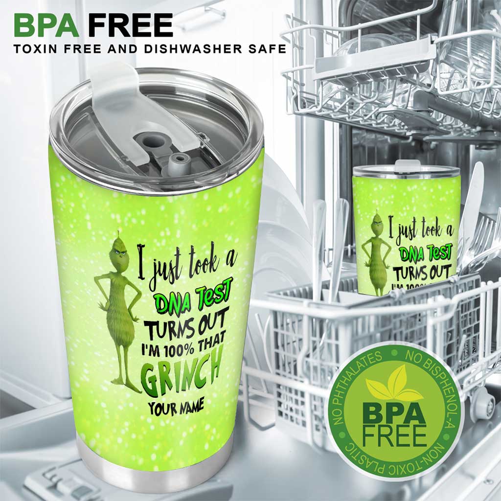 Personalized Grinch DNA Test Tumbler Custom Name Holiday Gift Tumbler GradoCreations